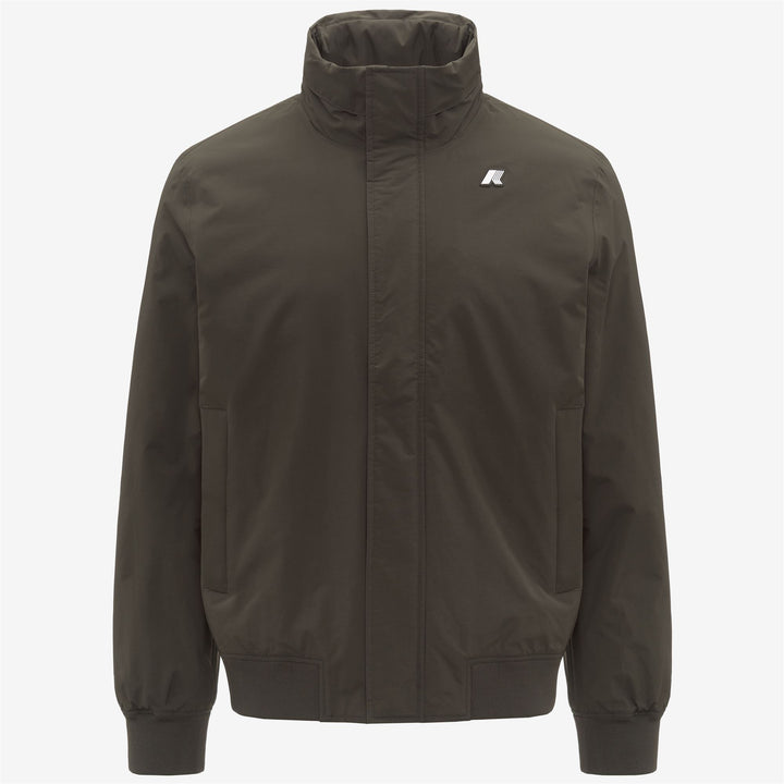 Chaqueta corta impermeable con capucha para hombre color oliva negro 1