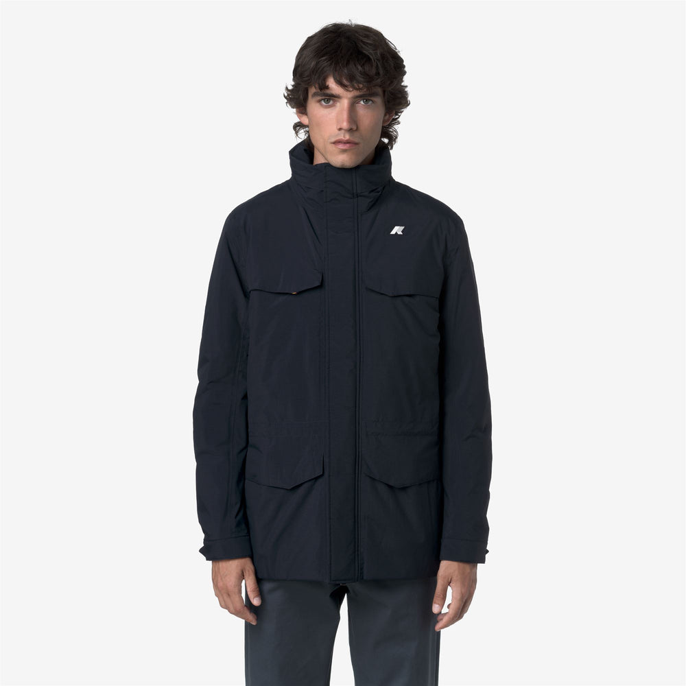 Blue Men's Mid-Length Waterproof Jacket with Hood 02