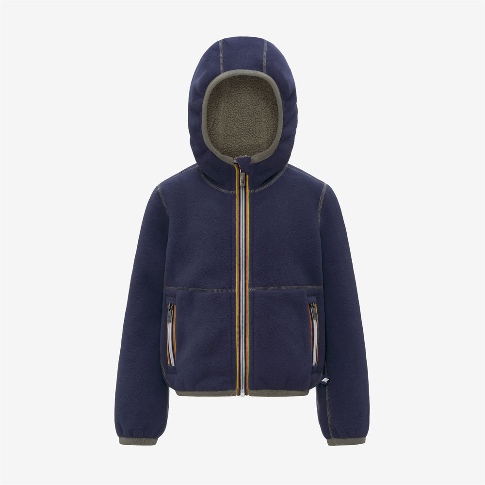 Felpa con cappuccio reversibile in pile verde per bambino con cerniera completa 02