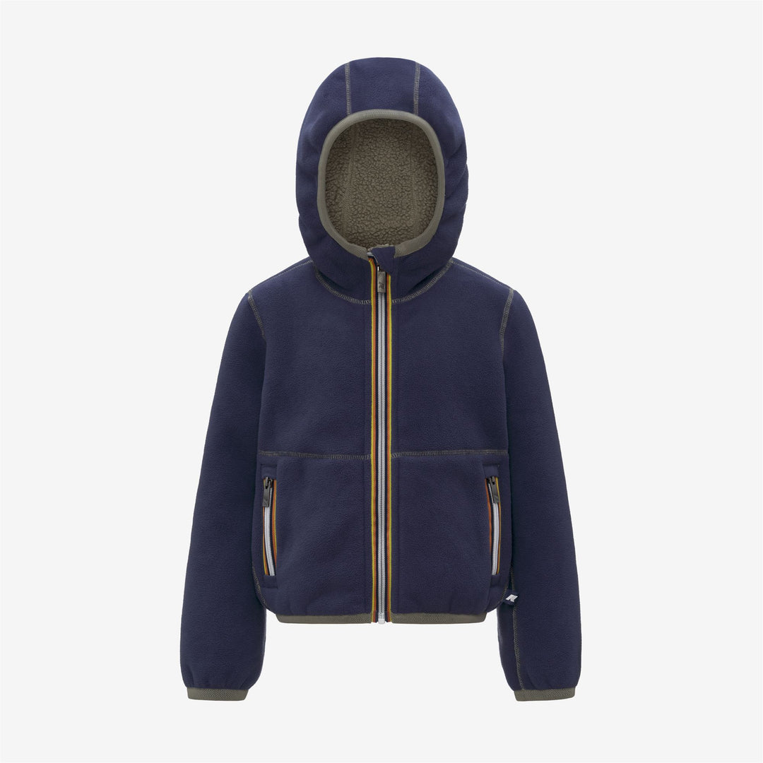 Felpa con cappuccio reversibile in pile verde per bambino con cerniera completa main