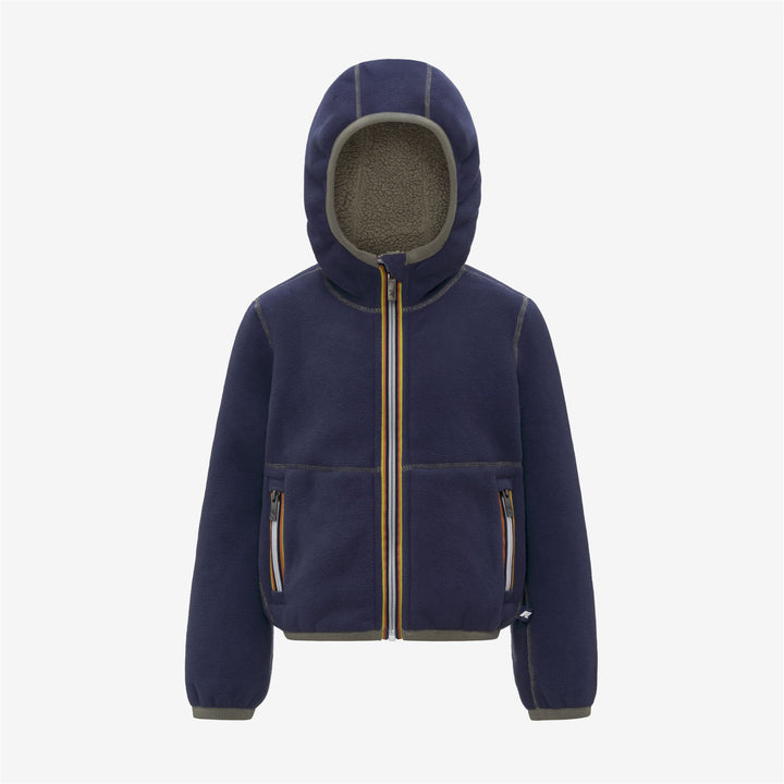 Felpa con cappuccio reversibile in pile verde per bambino con cerniera completa 2