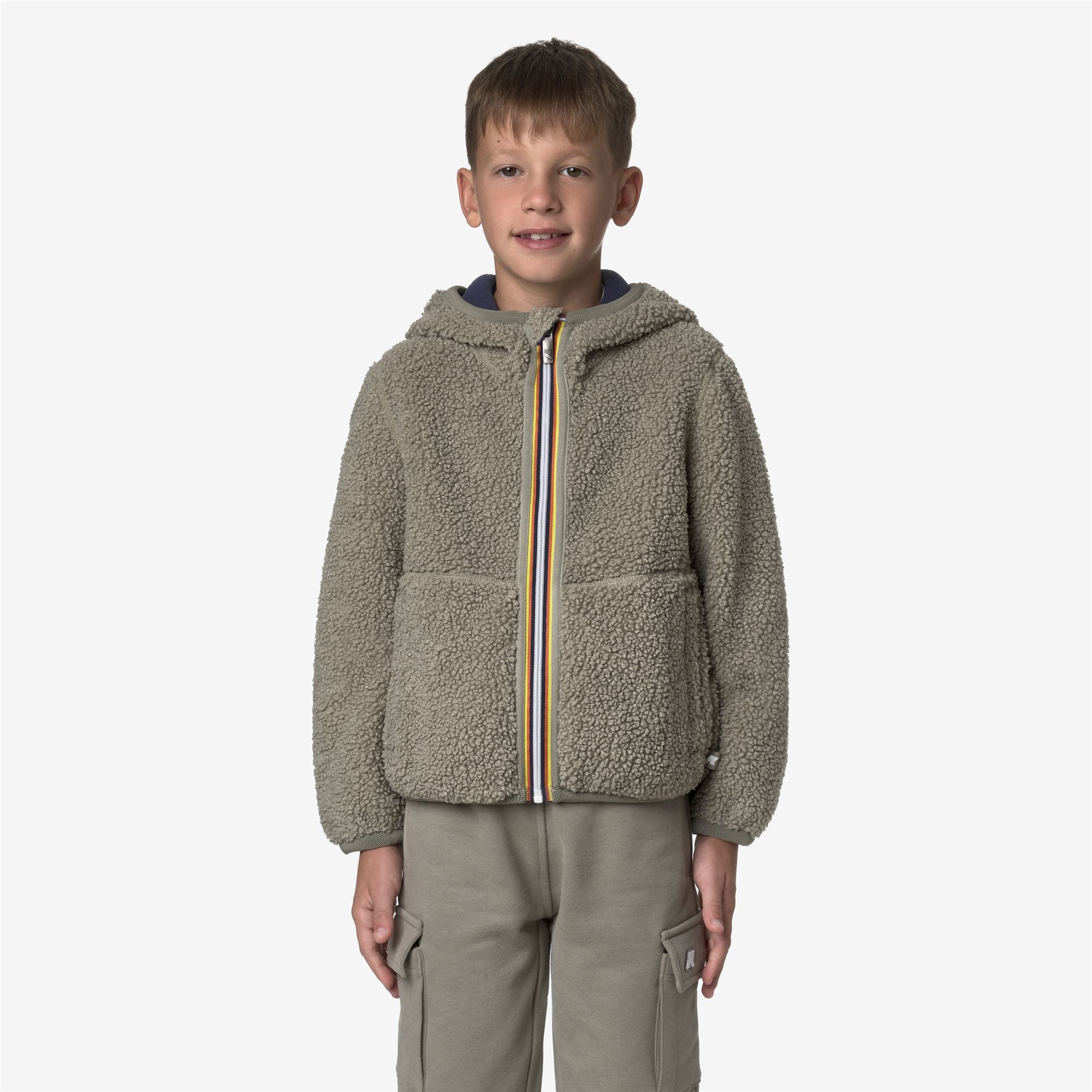 Fleece_BOY_P. JACK SHERPA POLAR DOUBLE_Hoodie Full Zip_Green Oak - Blue Deep Cobalt - Commercial 4