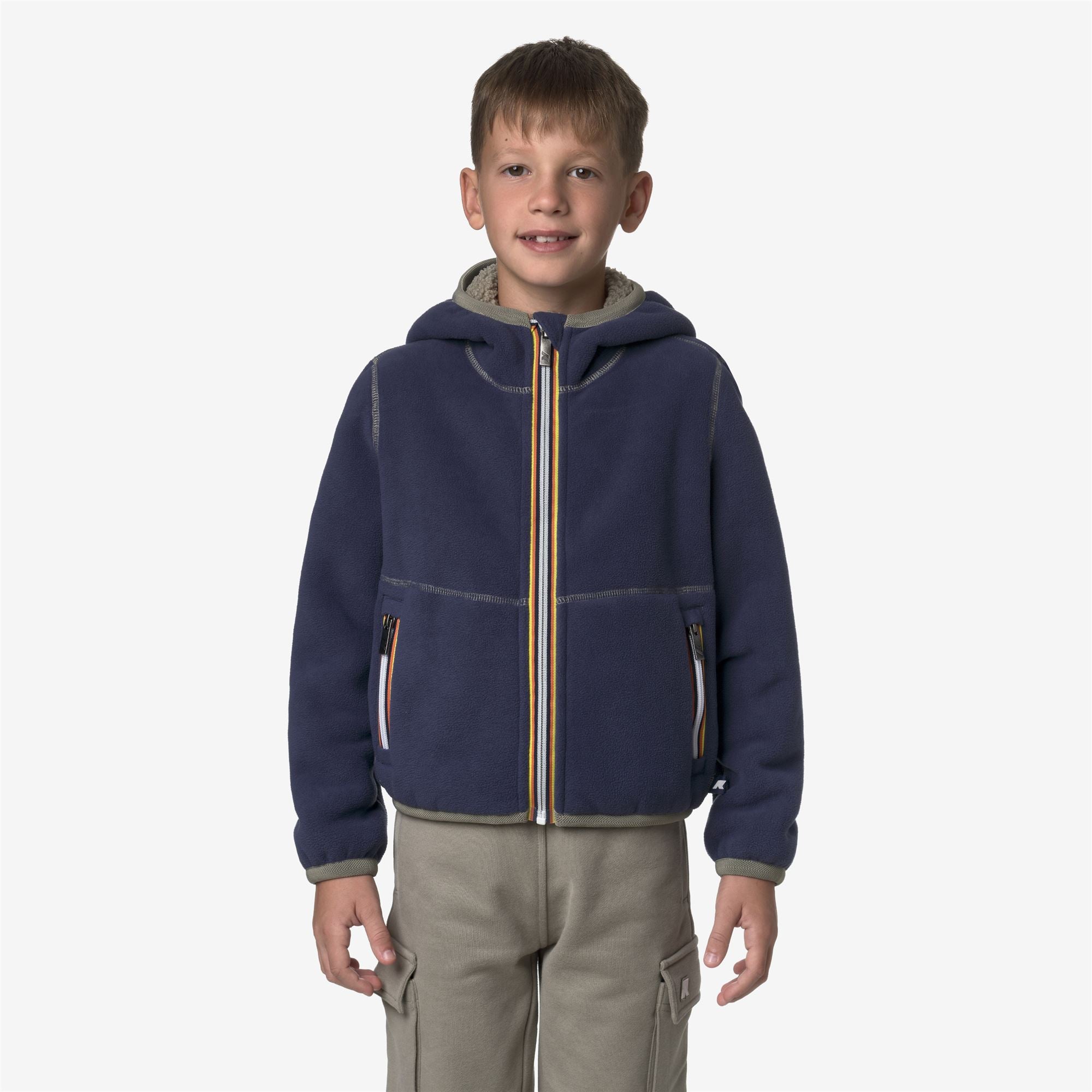 Fleece_BOY_P. JACK SHERPA POLAR DOUBLE_Hoodie Full Zip_Green Oak - Blue Deep Cobalt - Commercial 7