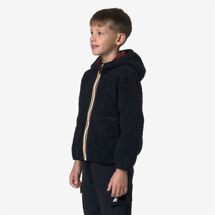 Felpa con cappuccio reversibile in pile Sherpa blu per bambini 5