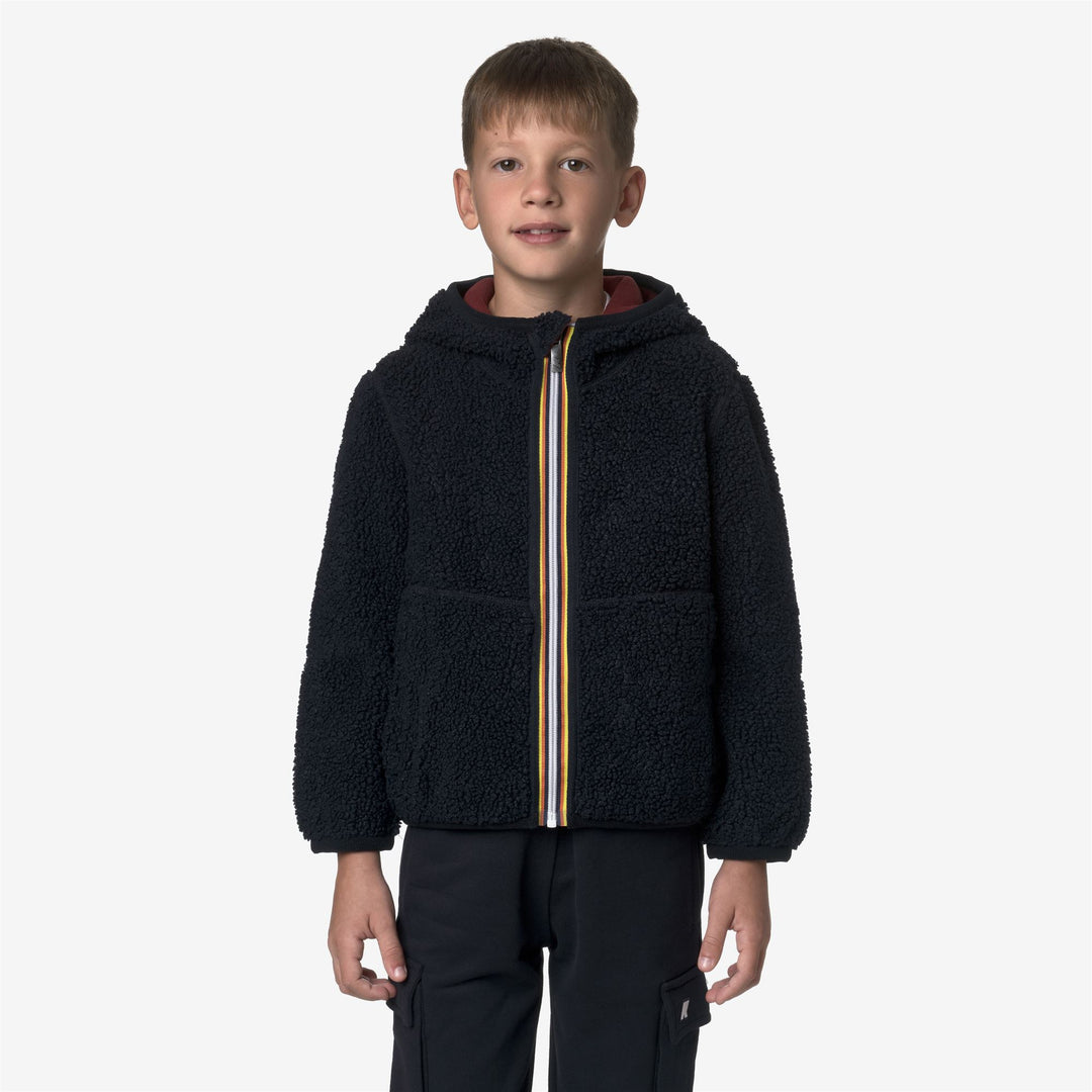Felpa con cappuccio reversibile in pile Sherpa blu per bambini main