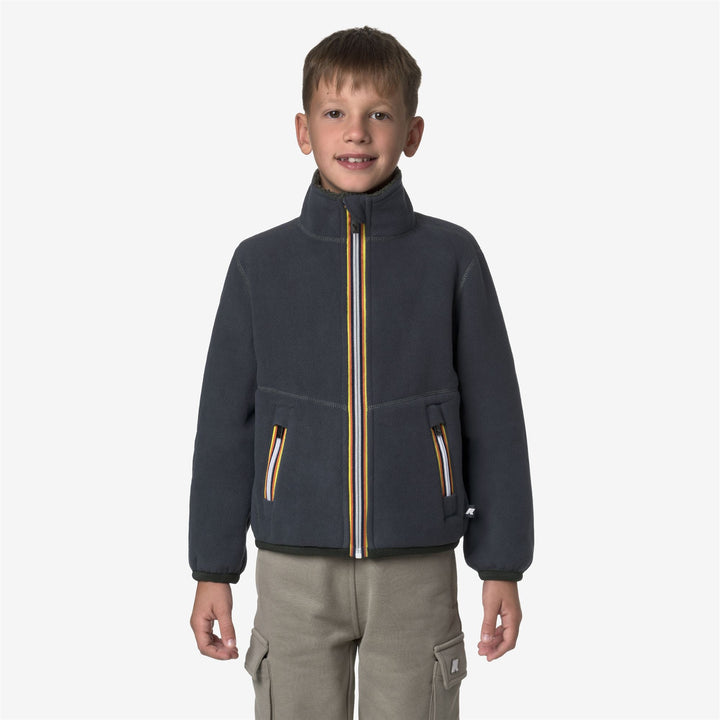 Chaqueta polar reversible para niño verde y azul 3