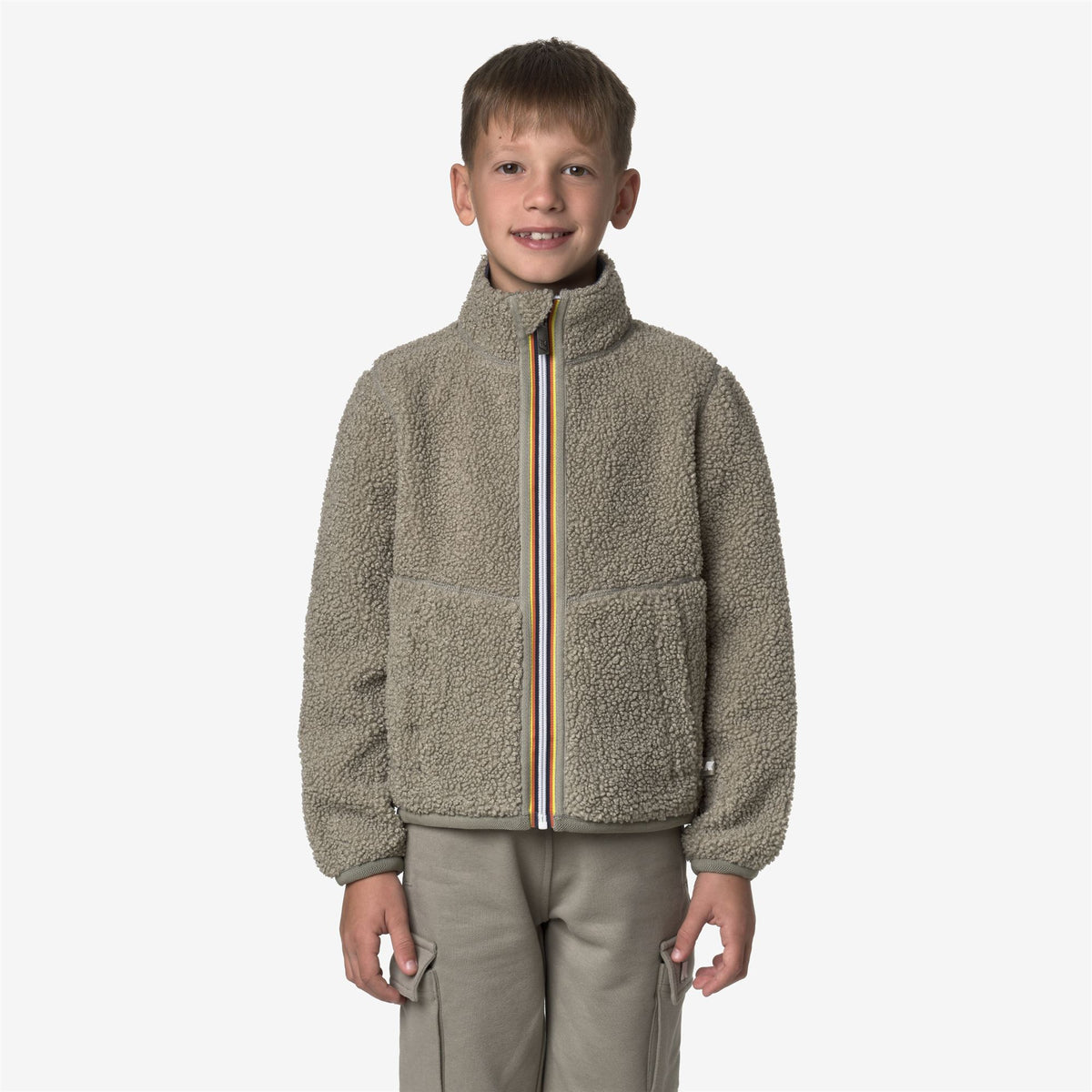 Fleece_BOY_P. PASCAL SHERPA POLAR DOUBLE_Jacket_Green Oak - Blue Deep Cobalt - Commercial 4