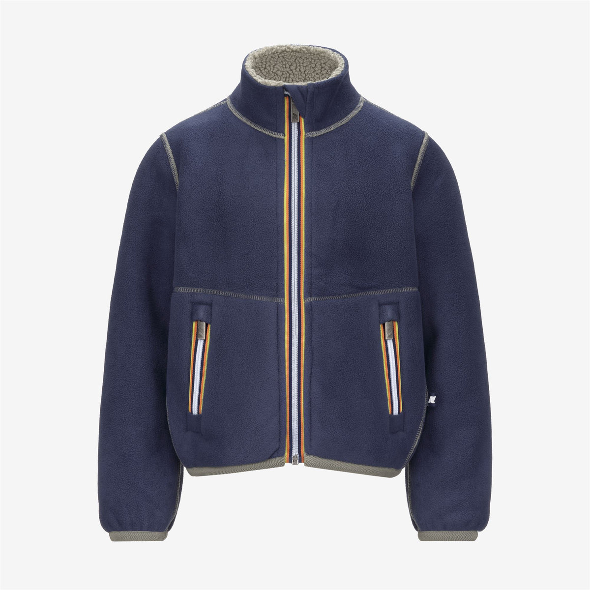 Fleece_BOY_P. PASCAL SHERPA POLAR DOUBLE_Jacket_Green Oak - Blue Deep Cobalt - Commercial 2