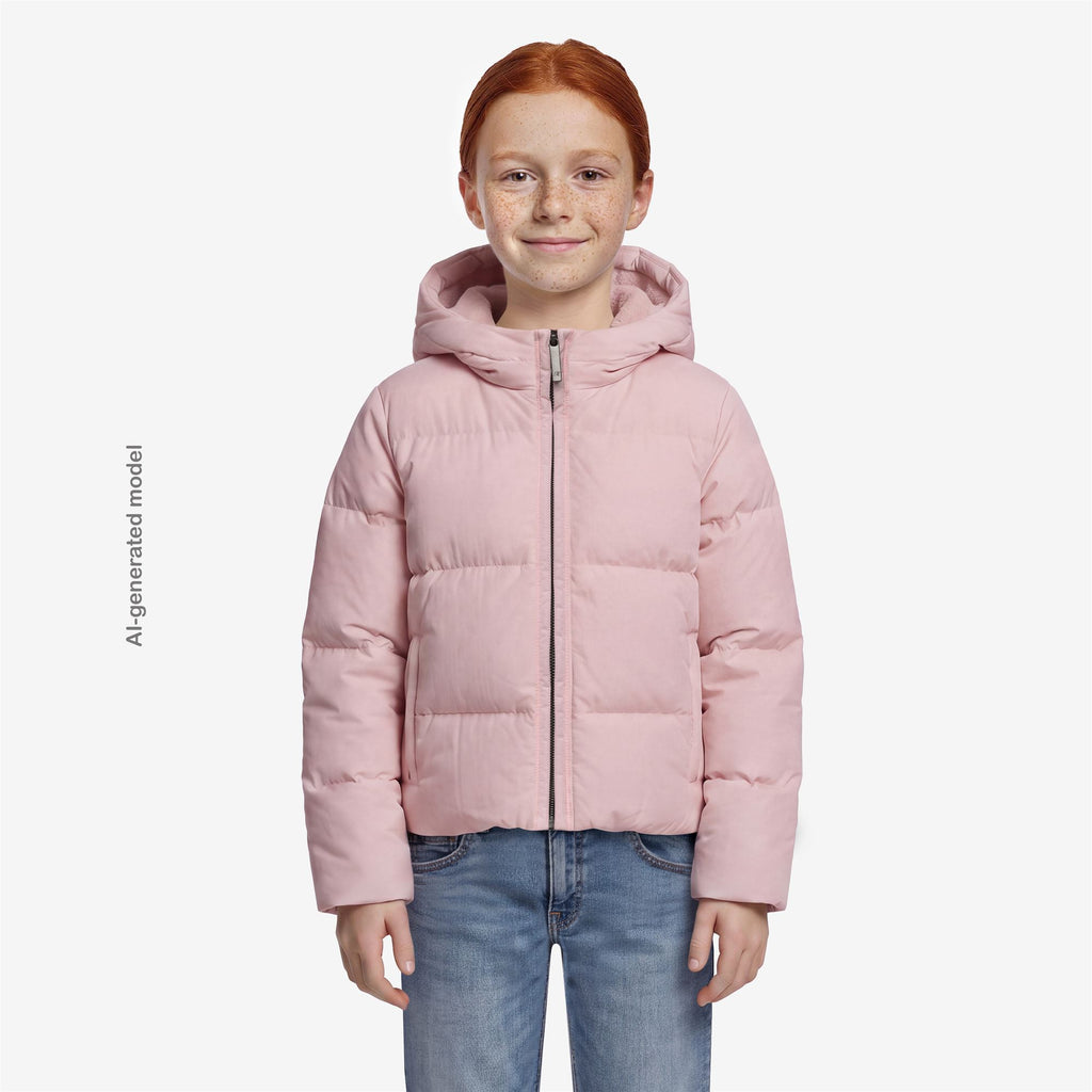 Jackets_GIRL_P. DONNA SHINY NYLON FUR_Short_Pink Sallow - Commercial 4