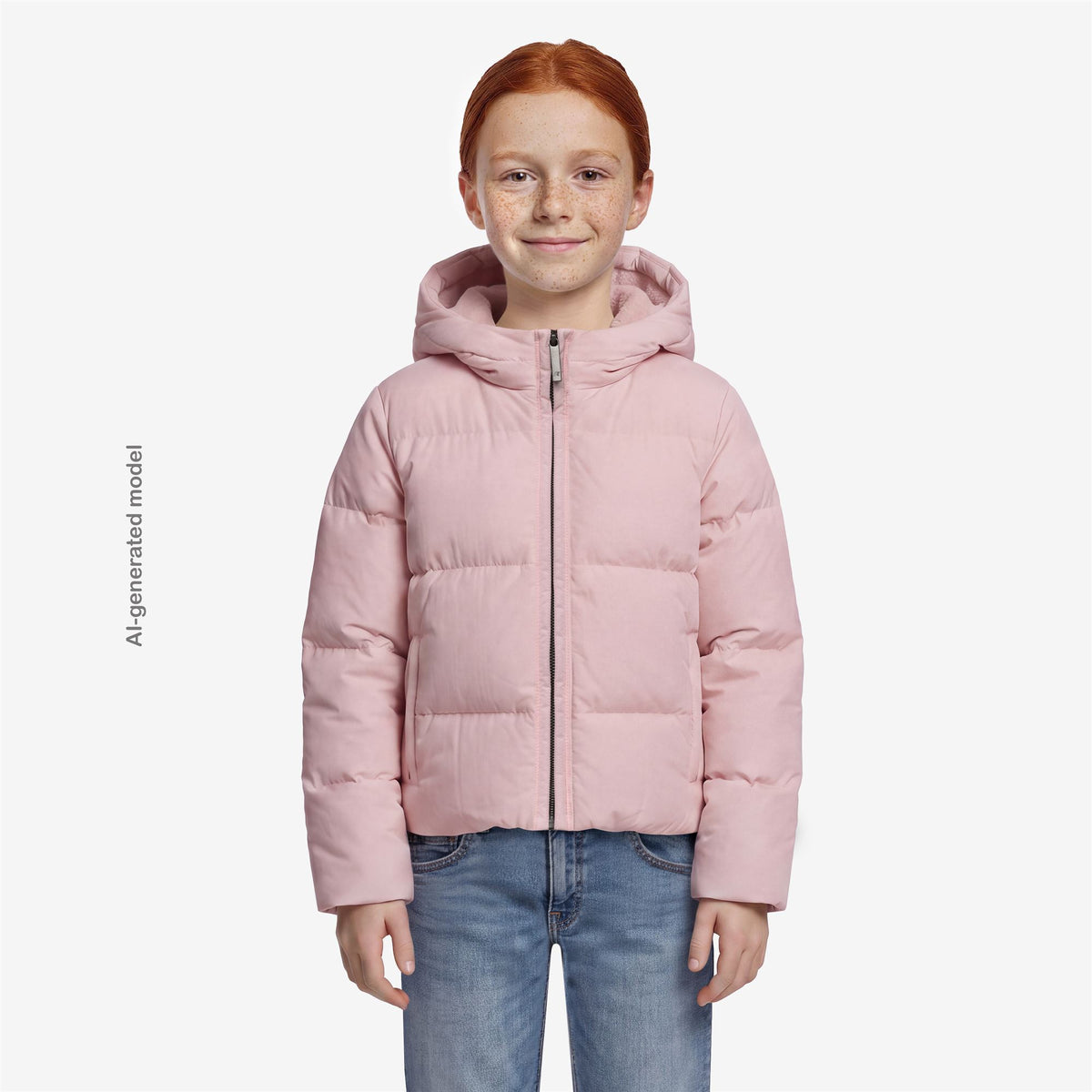 Jackets_GIRL_P. DONNA SHINY NYLON FUR_Short_Pink Sallow - Commercial 4
