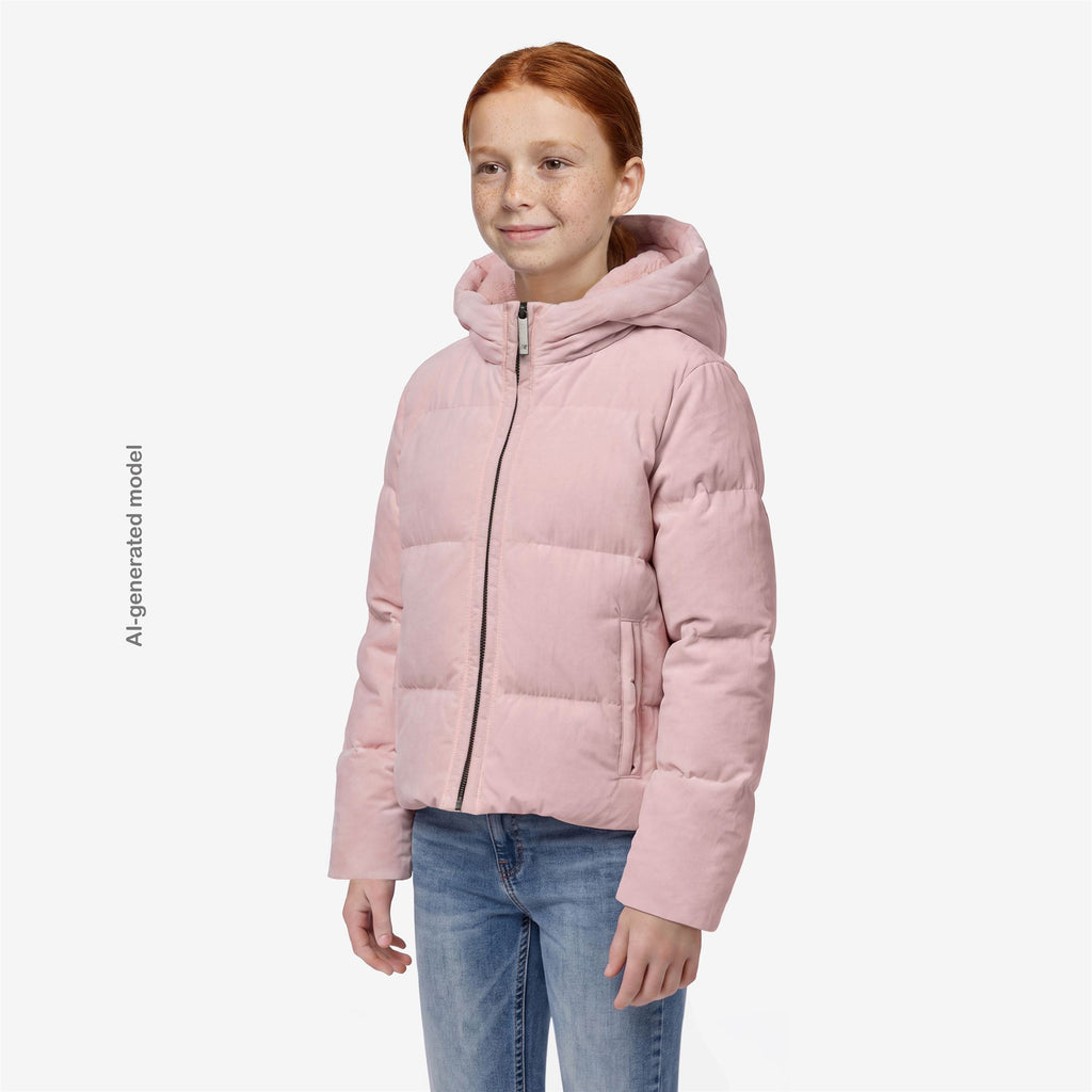 Jackets_GIRL_P. DONNA SHINY NYLON FUR_Short_Pink Sallow - Commercial 5