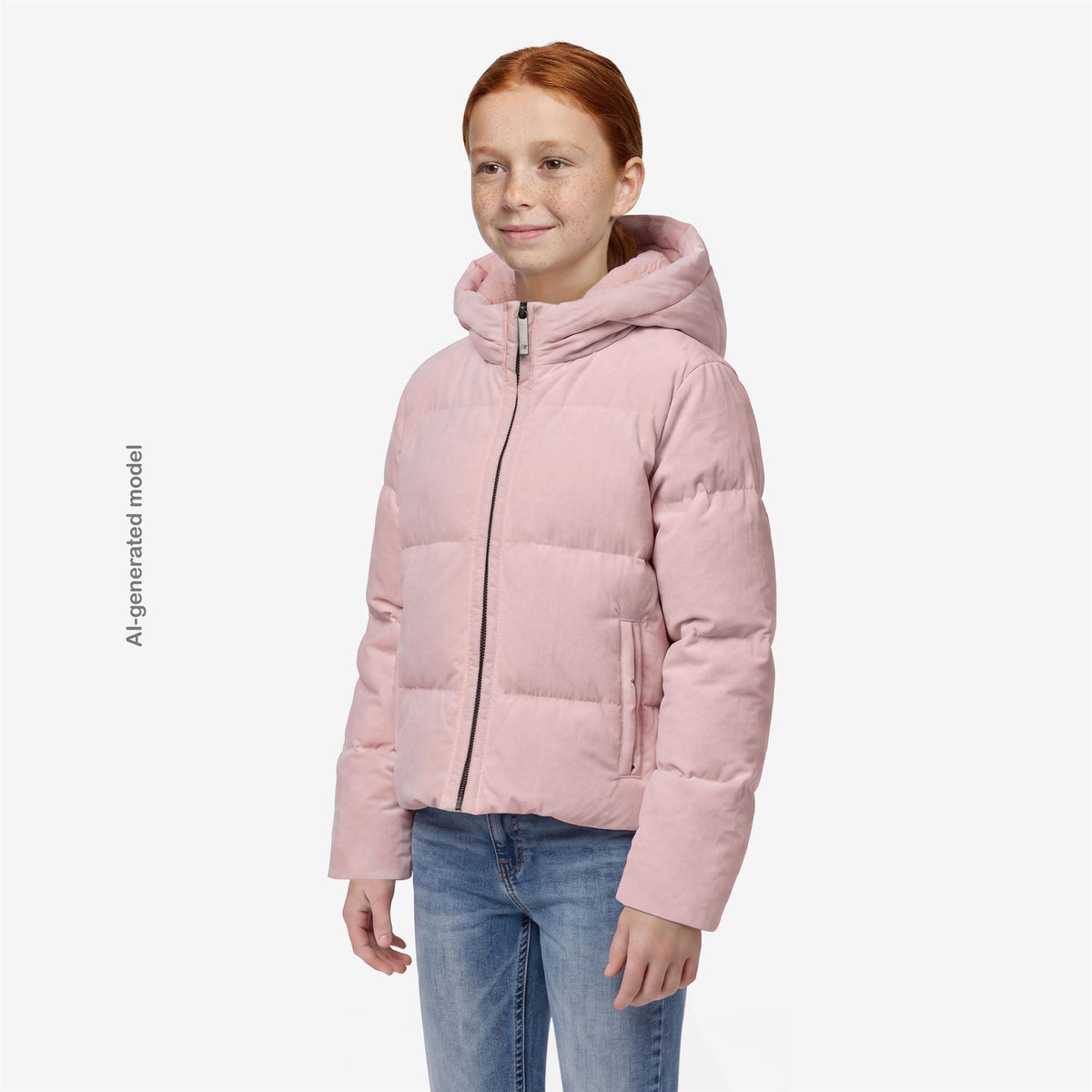 Jackets_GIRL_P. DONNA SHINY NYLON FUR_Short_Pink Sallow - Commercial 5
