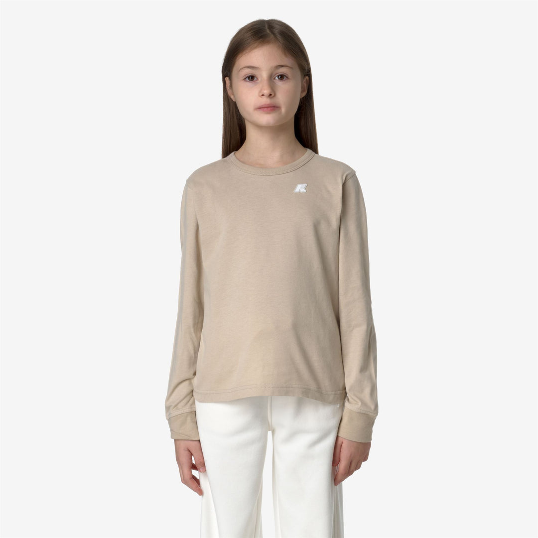 T-Shirt Leggera in Cotone Beige Marrone per Ragazzi con Dettagli Sportivi main