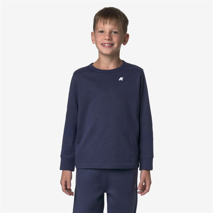 Deep blue Boys' Cotton Slim Fit T-Shirt with Sporty Details 1