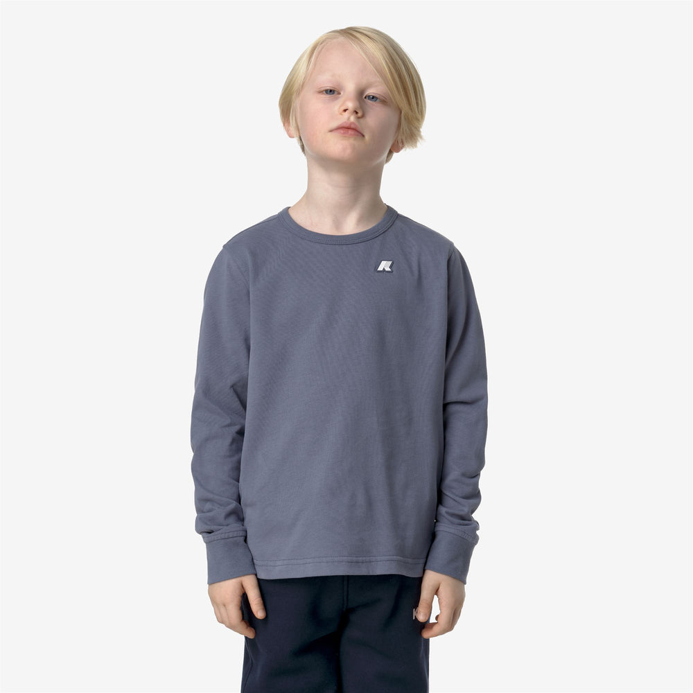 Grey Blue Boy's Lightweight Cotton T-Shirt for Warm Weather 02
