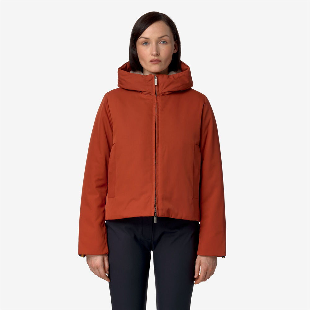 Red Natural Women's Short City Jacket with Faux Fur Lining 02