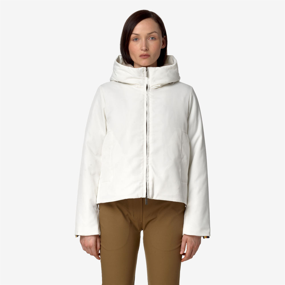 Giacca Città Donna Corto Impermeabile Grigia Bianca con Pelliccia Sintetica 02