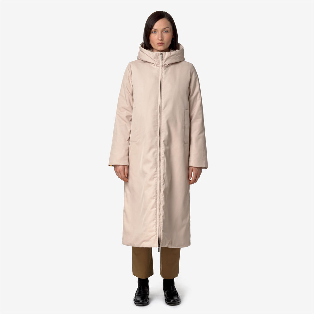 Pink Orange Women's Long Water-Resistant City Jacket with Faux Fur 02