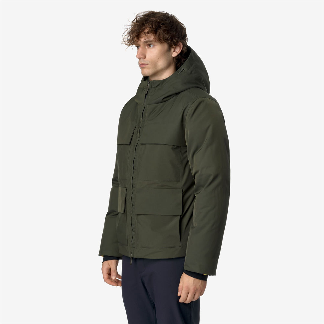 Blackish green Men's Short Winter Jacket with Down Padding main