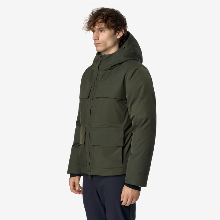 Blackish green Men's Short Winter Jacket with Down Padding 2