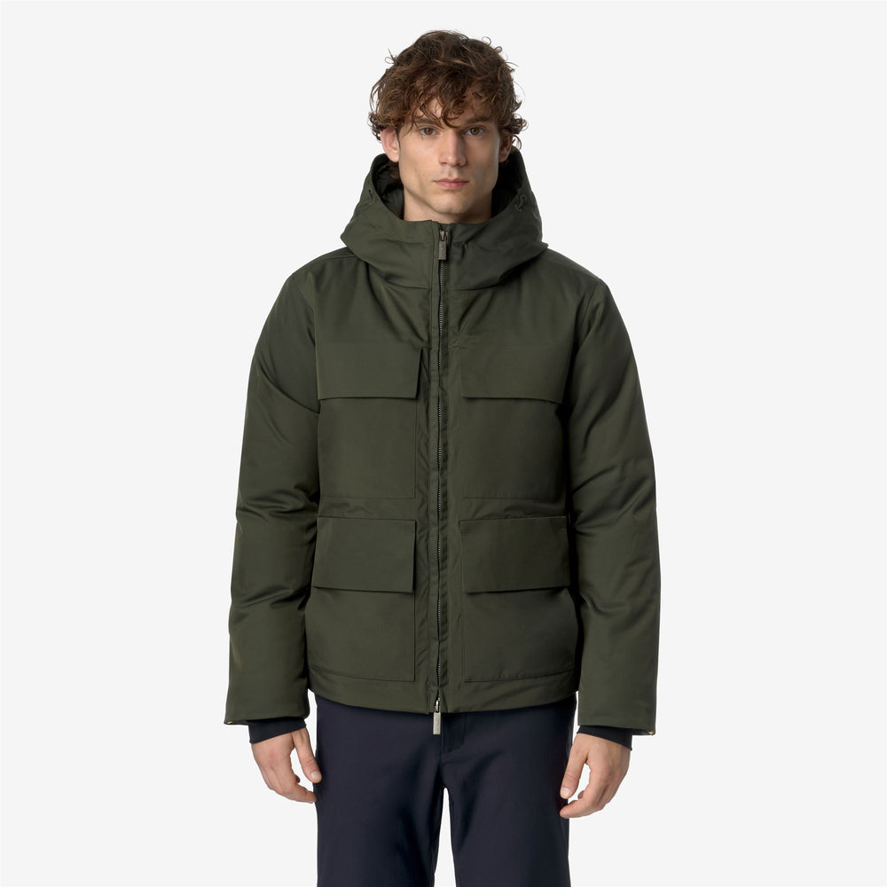 Blackish green Men's Short Winter Jacket with Down Padding 02