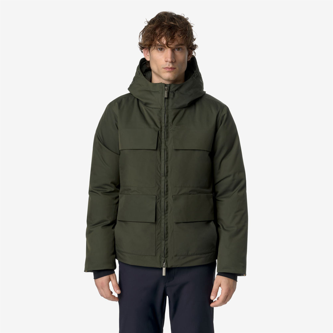 Blackish green Men's Short Winter Jacket with Down Padding main
