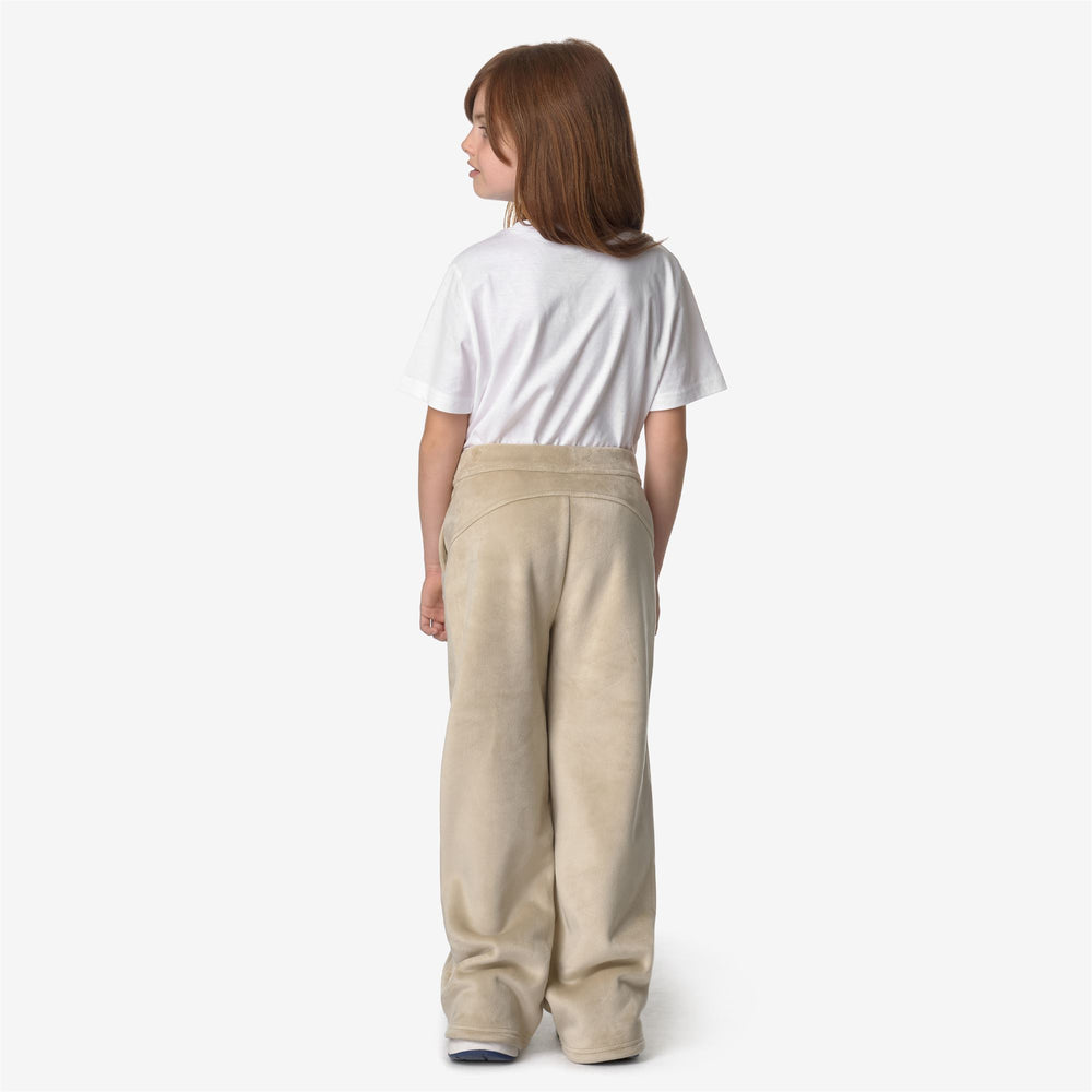 Beige brown Girl's Warm Velour Sport Trousers 02