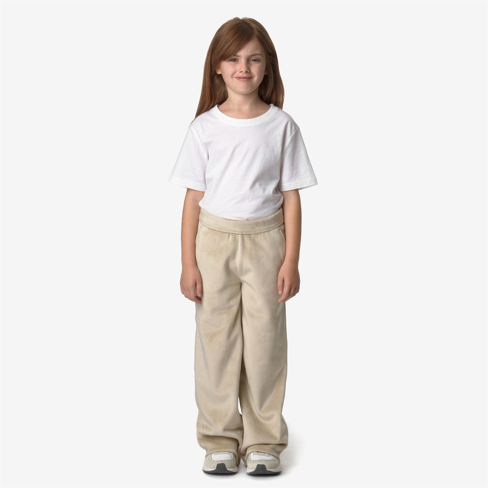 Beige brown Girl's Warm Velour Sport Trousers 02