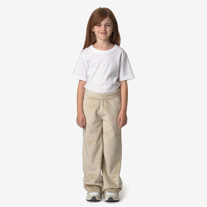 Beige brown Girl's Warm Velour Sport Trousers 1