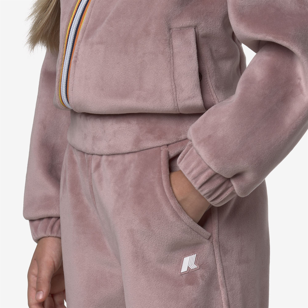 Brown pink Girl's Velour Sport Trousers for Fall Winter 02