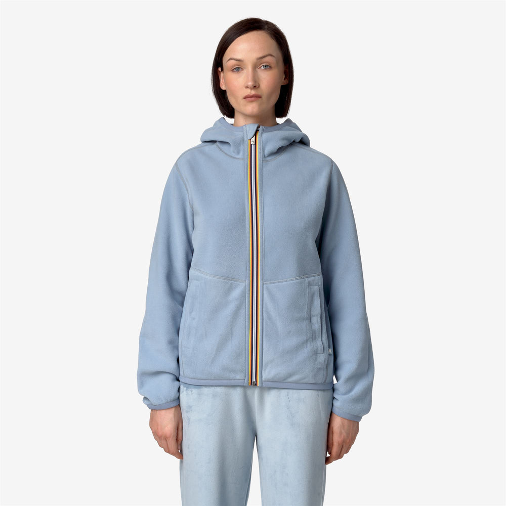 Giacca Fleece Reversibile Donna Blu con Cappuccio Regolabile 02