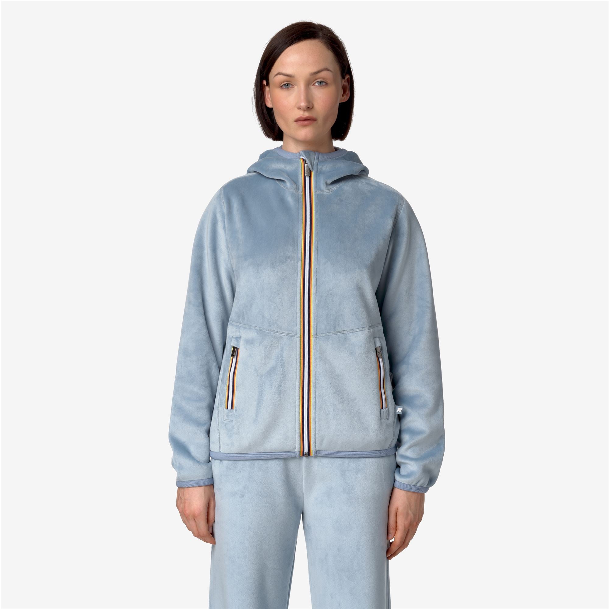 Fleece_WOMAN_LILY VELOUR POLAR DOUBLE_Jacket_Blue A-Blue A - Commercial 3