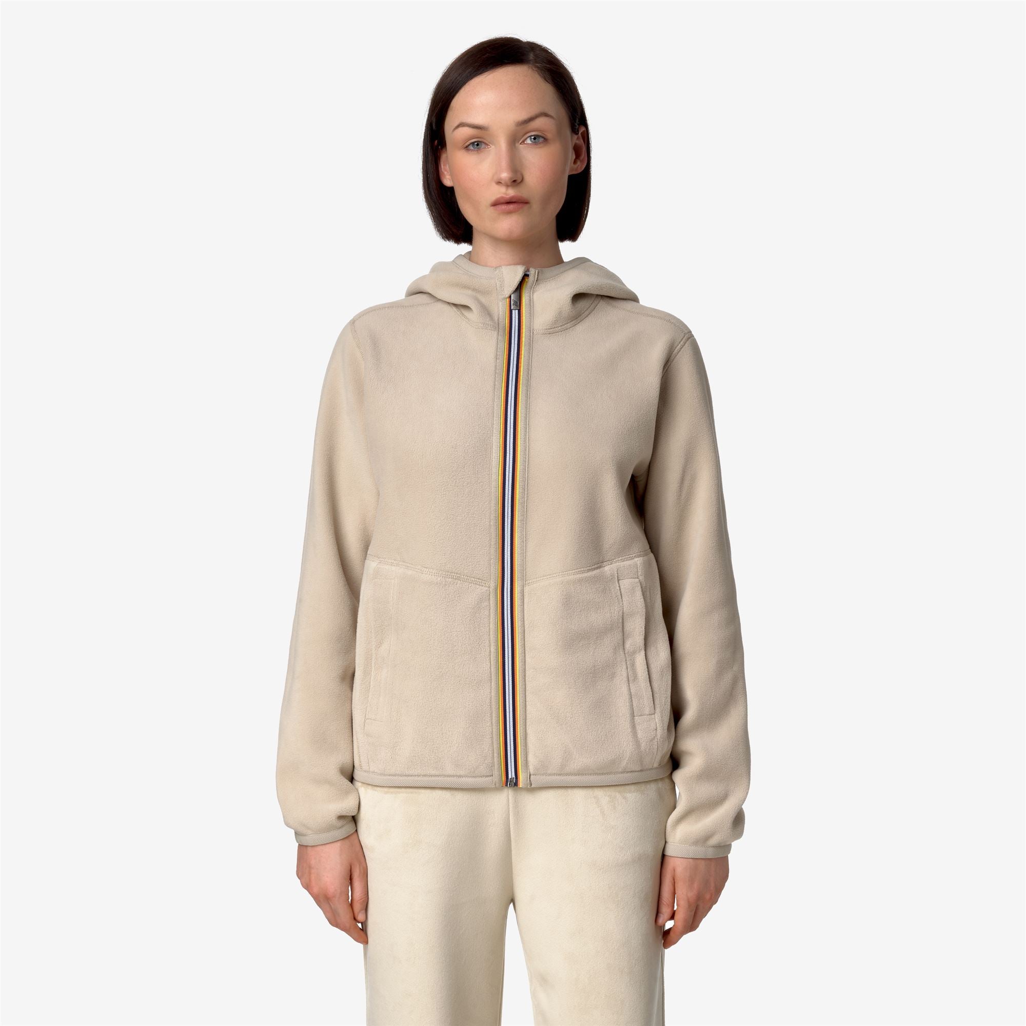 Fleece Woman LILY VELOUR POLAR REVERSIBLE Jacket BEIGE GREY-BEIGE GREY