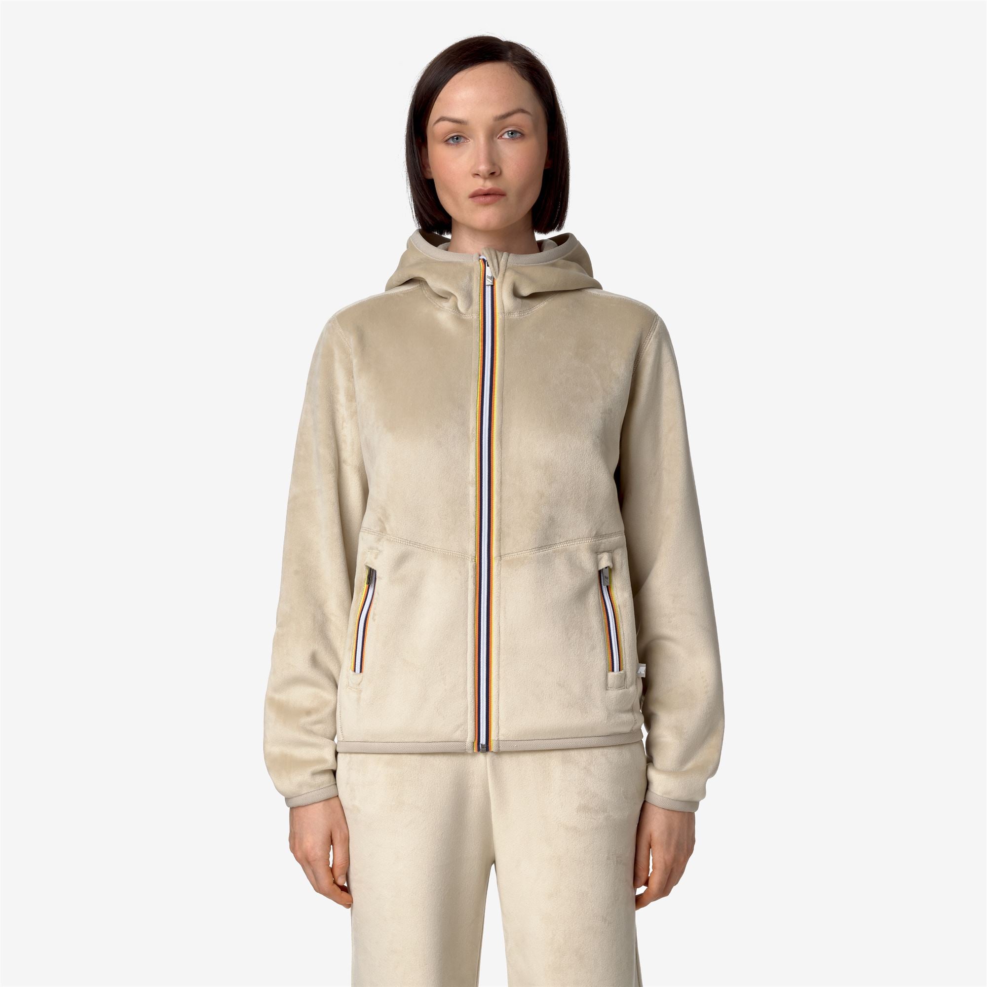 Fleece_WOMAN_LILY VELOUR POLAR DOUBLE_Jacket_Beige Grey-Beige Grey - Beige Grey - Commercial 4