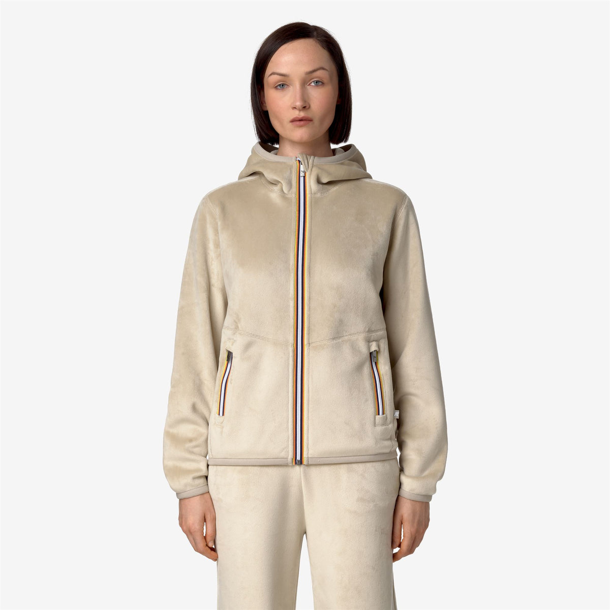 Fleece_WOMAN_LILY VELOUR POLAR DOUBLE_Jacket_Beige Grey-Beige Grey - Beige Grey - Commercial 4