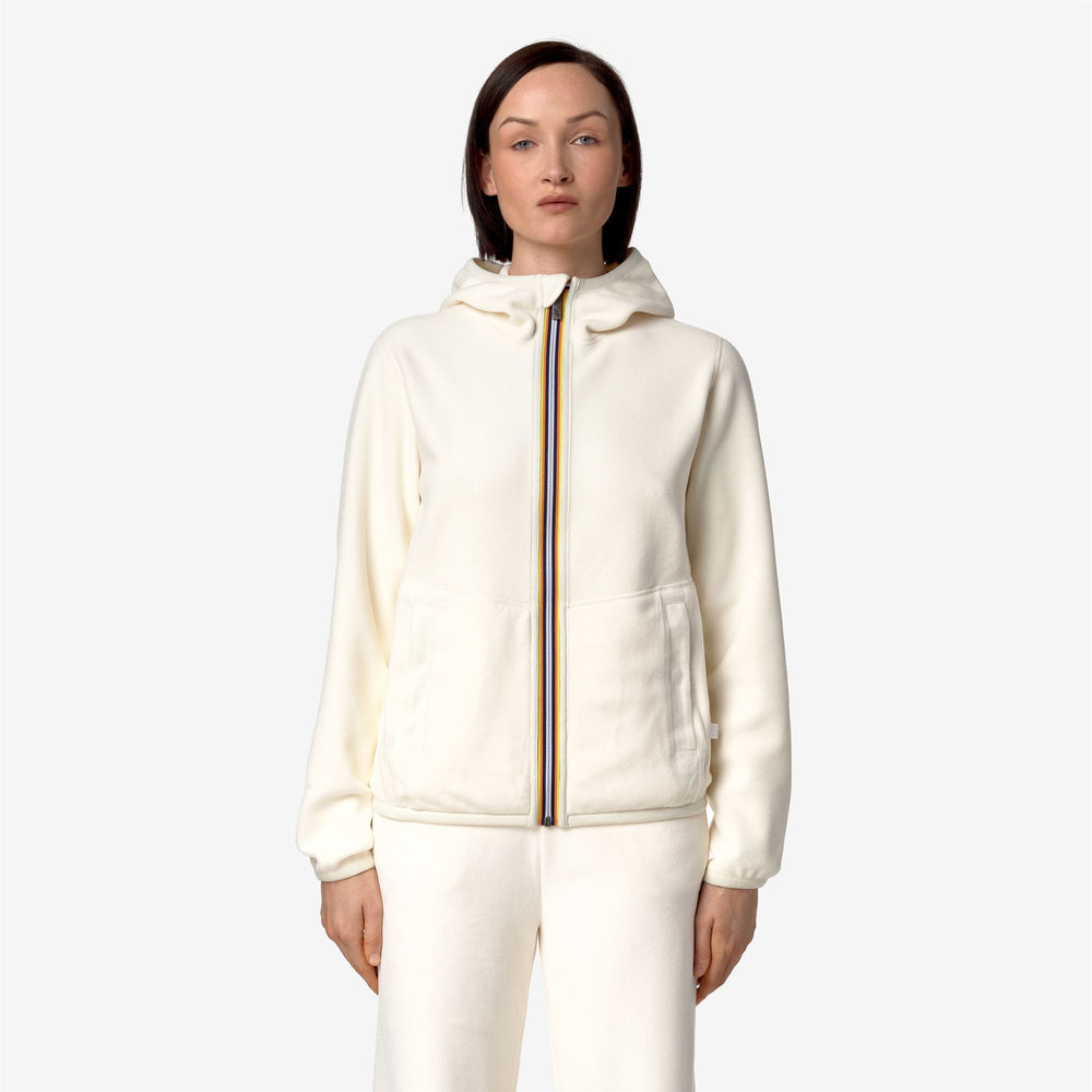 Grey White Women's Reversible Fleece Jacket with Adjustable Hood 02