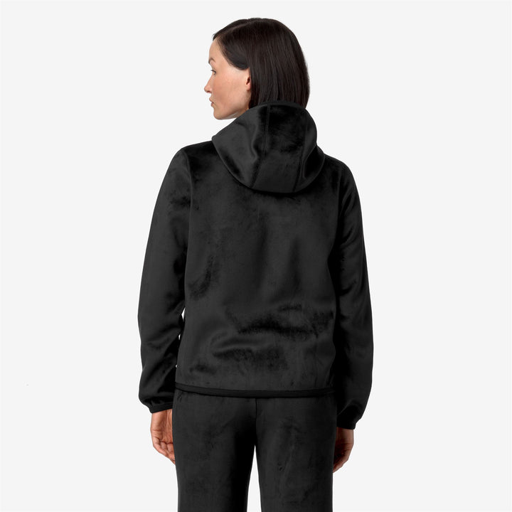 Black Grey Women's Reversible Fleece Jacket with Adjustable Hood 6