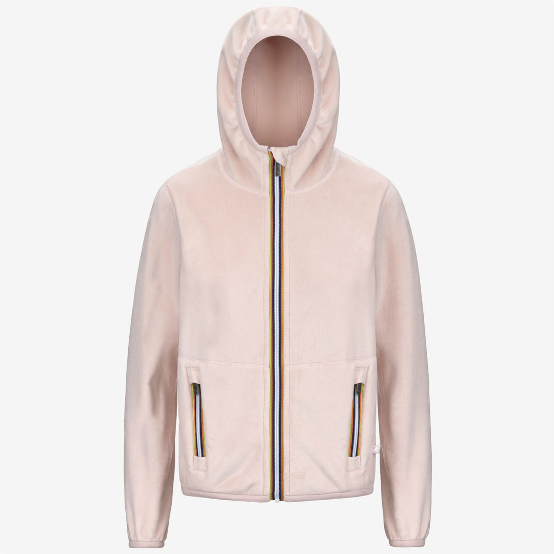 Chaqueta polar reversible gris para mujer con capucha y bolsillos 01