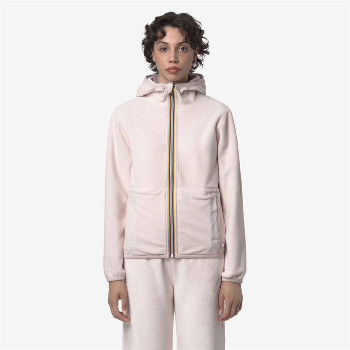 Chaqueta polar reversible gris para mujer con capucha y bolsillos 3