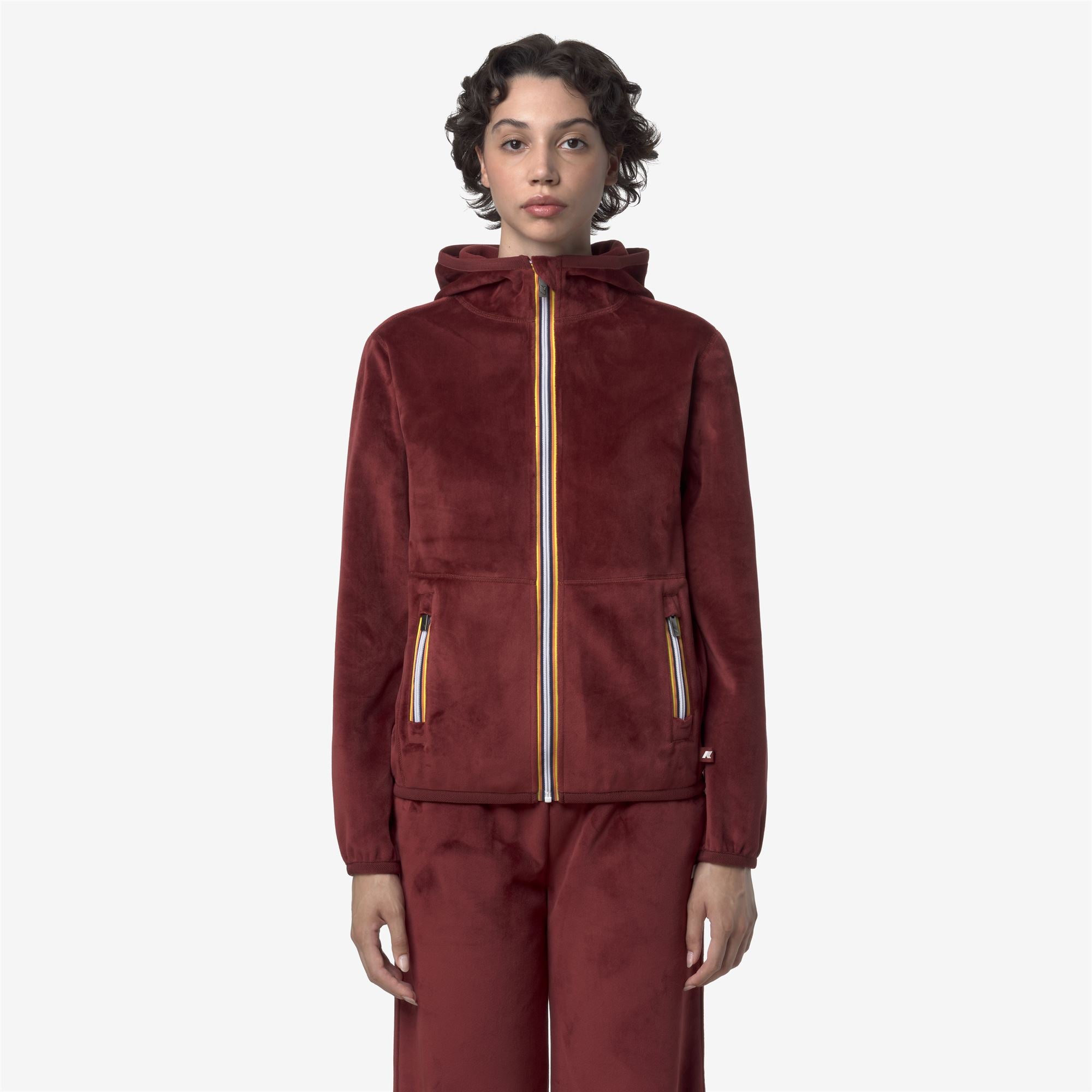 Fleece_WOMAN_LILY VELOUR POLAR DOUBLE_Jacket_Red Syrah Combo - Red Syrah - Commercial 3