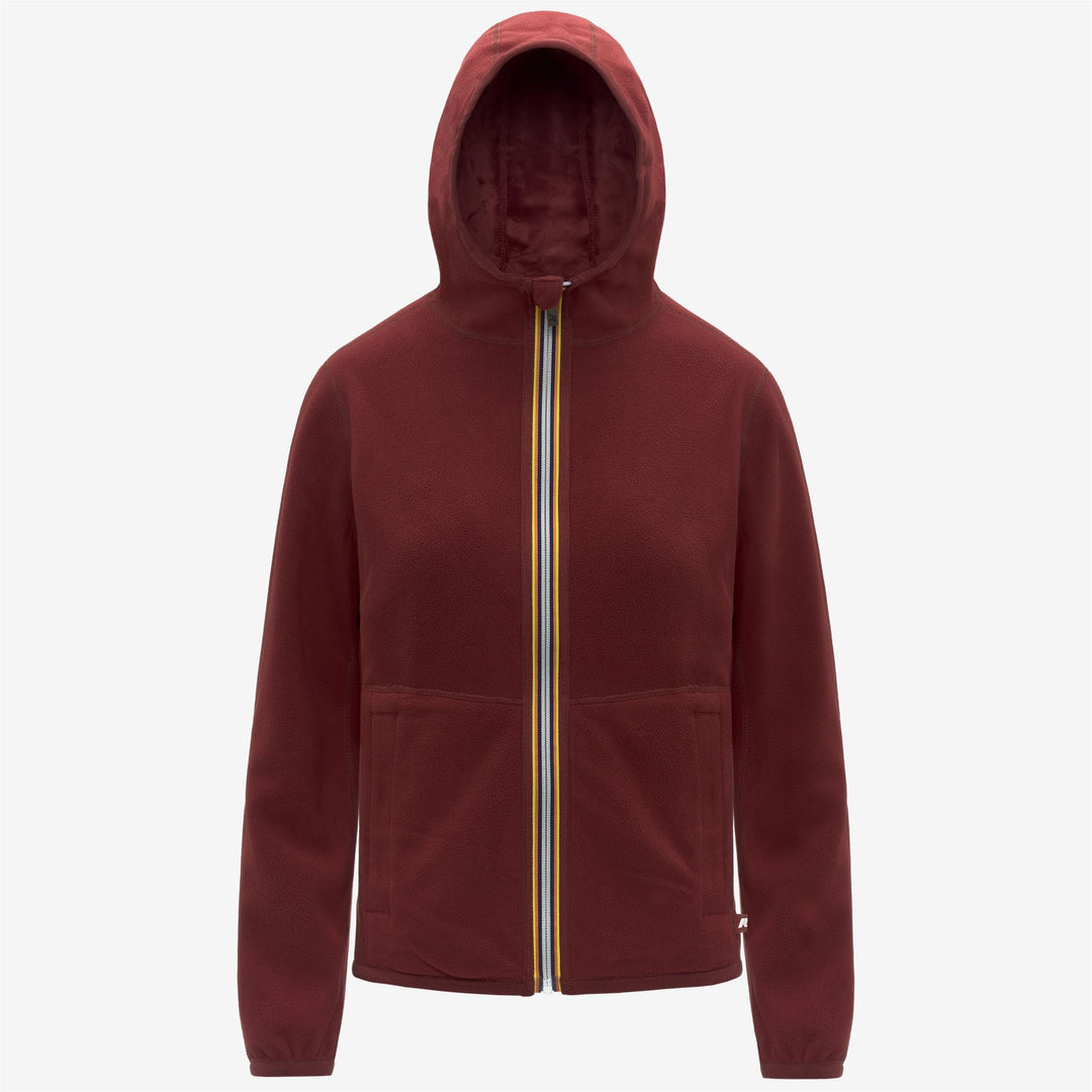 Chaqueta polar reversible roja para mujer con capucha ajustable main