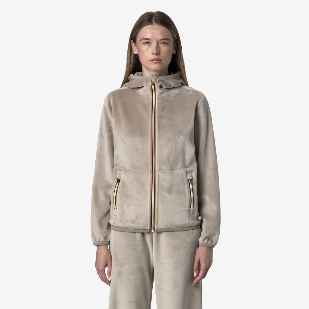 Fleece_WOMAN_LILY VELOUR POLAR DOUBLE_Jacket_Beige Cashmere-Beige Cashmere - Commercial 4