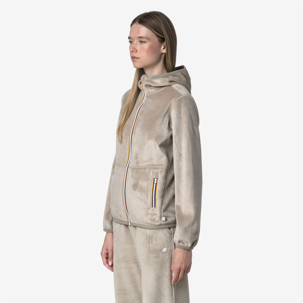 Fleece_WOMAN_LILY VELOUR POLAR DOUBLE_Jacket_Beige Cashmere-Beige Cashmere - Commercial 5
