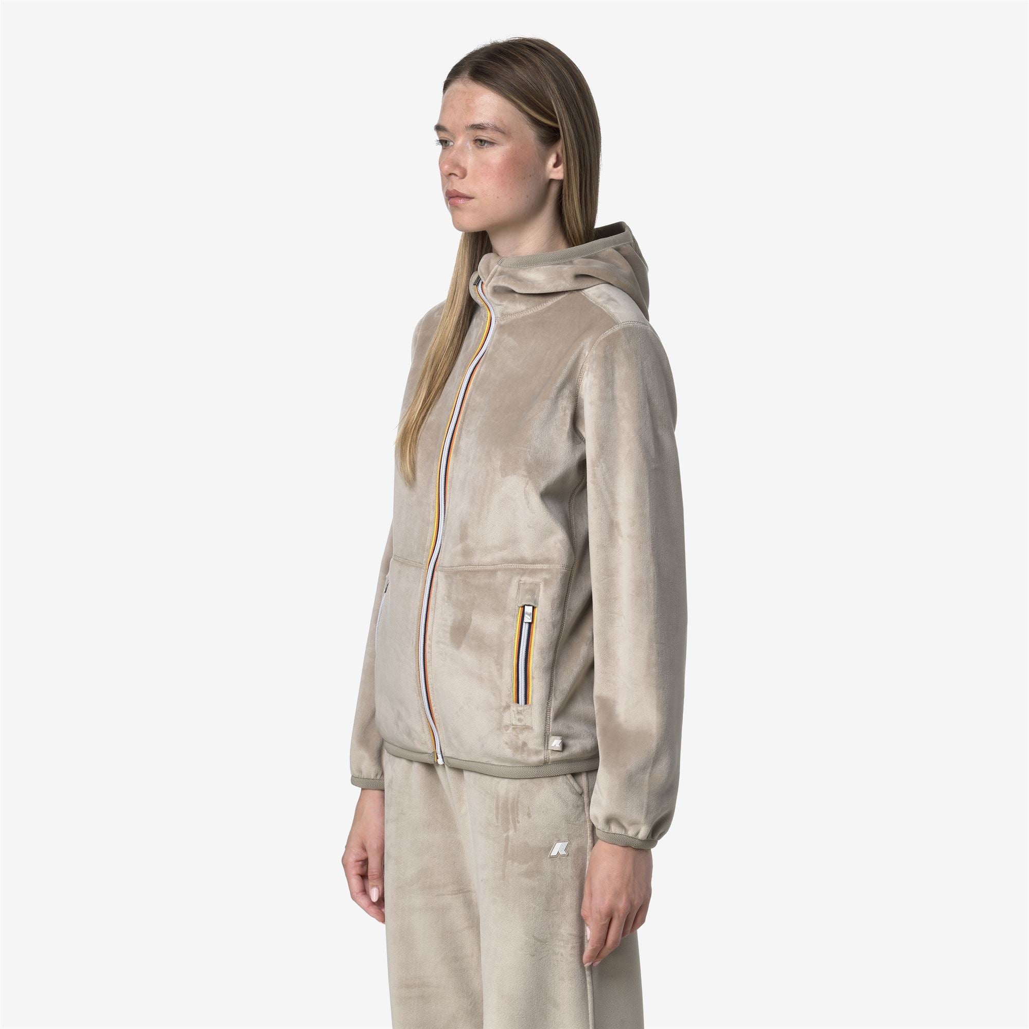 Fleece_WOMAN_LILY VELOUR POLAR DOUBLE_Jacket_Beige Cashmere-Beige Cashmere - Commercial 5