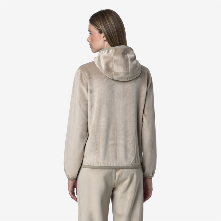 Giacca reversibile in pile beige con cappuccio da donna in cashmere 6
