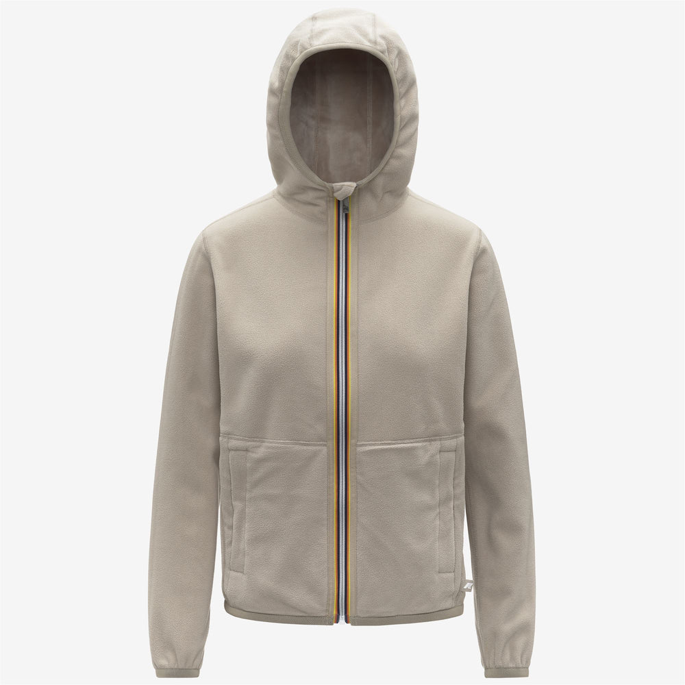 Chaqueta polar reversible con capucha para mujer en cachemir beige 02