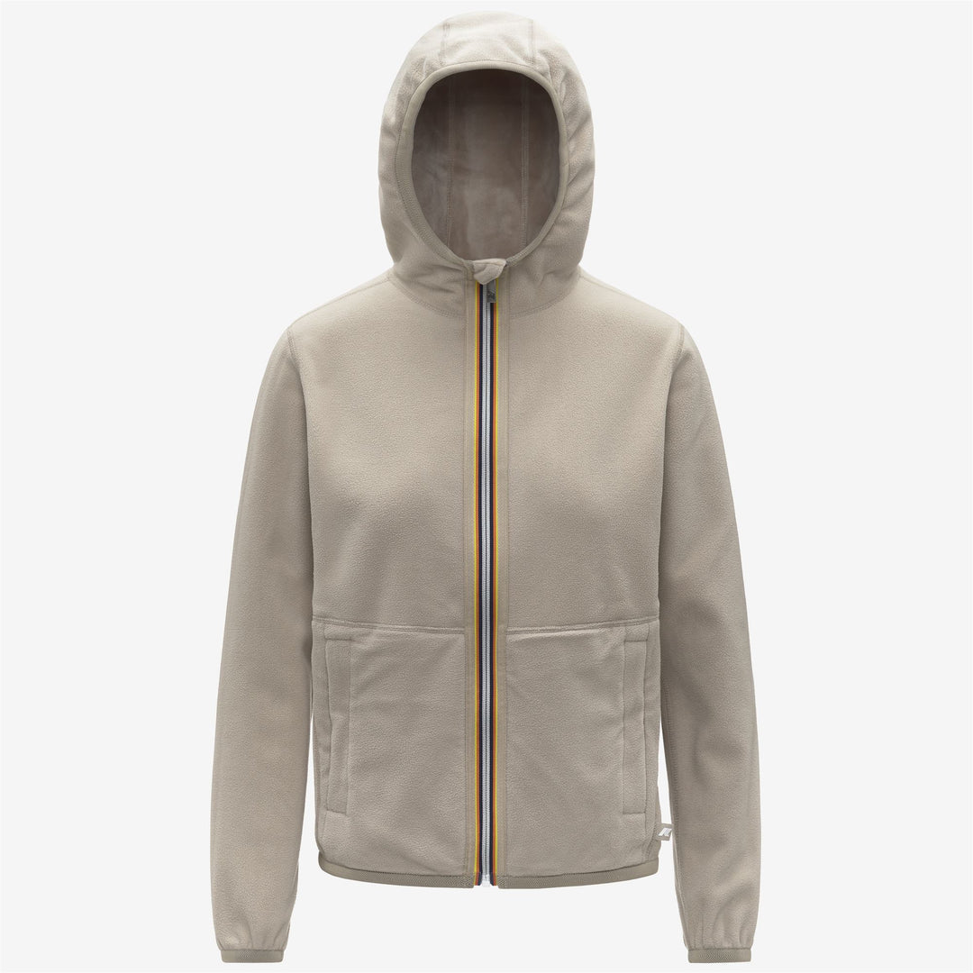 Giacca reversibile in pile beige con cappuccio da donna in cashmere main