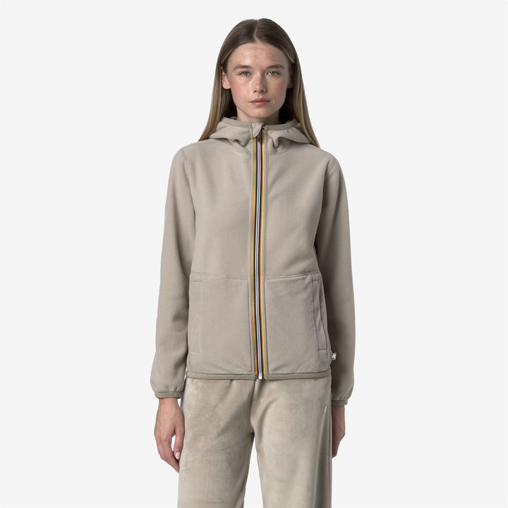 Giacca reversibile in pile beige con cappuccio da donna in cashmere 3