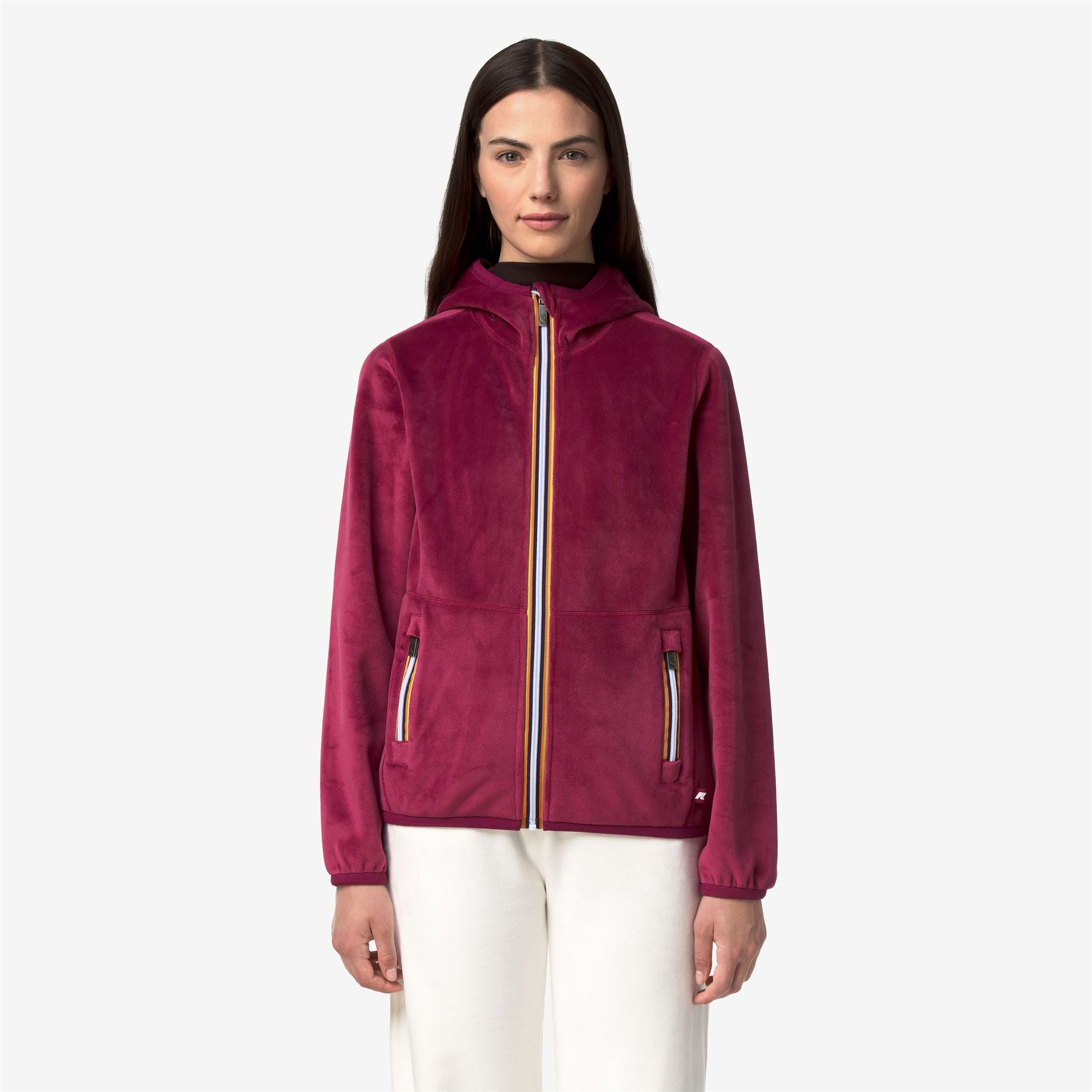 Fleece_Woman_LILY VELOUR POLAR DOUBLE_Jacket_Red Dk - Violet Mauve Wine - Commercial 4