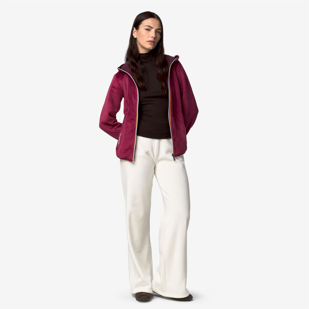Fleece_Woman_LILY VELOUR POLAR DOUBLE_Jacket_Red Dk - Violet Mauve Wine - Commercial 7